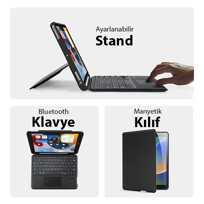 Dux Ducis iPad 7- 8-9 10.2 iPad Air3- iPad Pro 10.5(2017) DK Series Kablosuz Bluetooth Klavye 4 Dux Ducis iPad 7- 8-9 10.2 iPad Air3- iPad Pro 10.5(2017) DK Series Kablosuz Bluetooth Klavye - Görsel 4