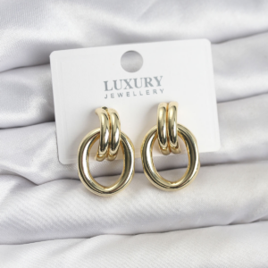 Gold Renk Pirinç Vintage Kadın Küpe 5886