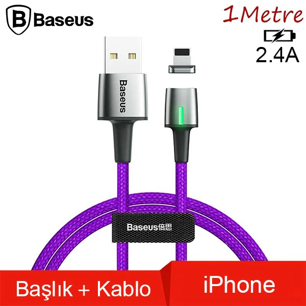 Baseus Zinc Magnetic Usb Kablo Şarj İPhone 14-13-12-11 1Metre 2 Baseus Zinc Magnetic Usb Kablo Şarj İPhone 14-13-12-11 1Metre - Görsel 2