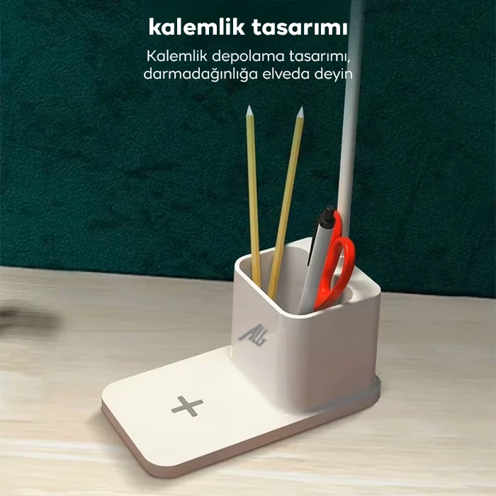 ALLY Kablosuz sarj Göz Korumali Portatif Led Masa Lambasi Kalemlik 3 ALLY Kablosuz sarj Göz Korumali Portatif Led Masa Lambasi Kalemlik - Görsel 3