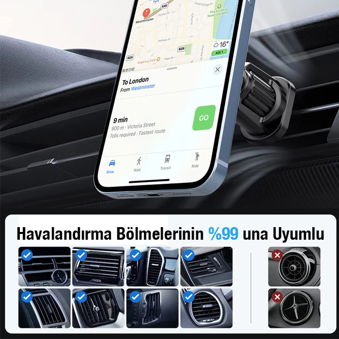 ALLY ML-216 MagSafe Araç İçi Havalandırma Telefon Tutucu-(5775) 3 ALLY ML-216 MagSafe Araç İçi Havalandırma Telefon Tutucu-(5775) - Görsel 3