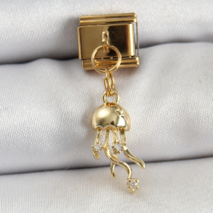 316L Çelik Sallantılı Zirkon Taşlı Deniz Anası Model Gold Renk Nomination Charm 5886