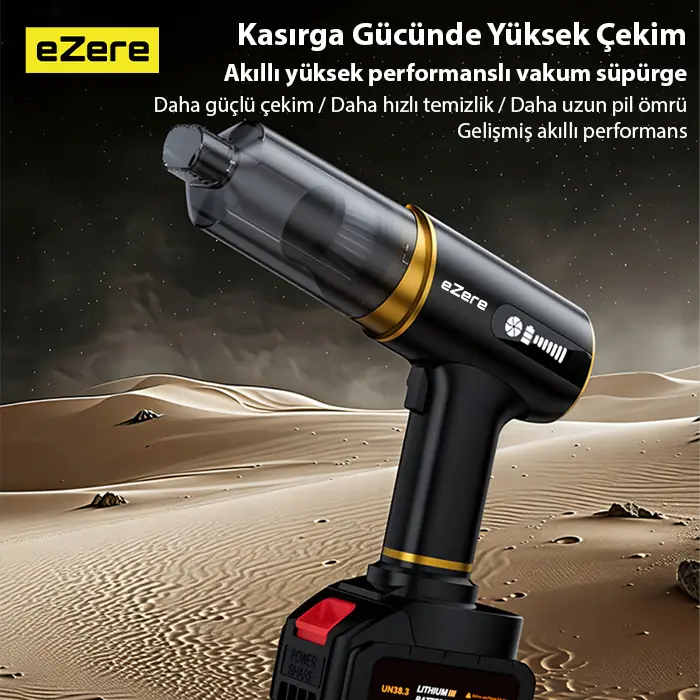 EZERE ST-6609C 20000pa Güçlü Dijital Göstergeli Vakumlu Kablosuz Üflemeli Araç Süpürgesi-(5775) 2 EZERE ST-6609C 20000pa Güçlü Dijital Göstergeli Vakumlu Kablosuz Üflemeli Araç Süpürgesi-(5775) - Görsel 2