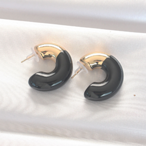 CCB Siyah Gold Çift Renk Küpe 5886