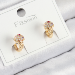 Pirinç Zirkon Taşlı Dondurma Model Gold Renk Çocuk Küpe 5886