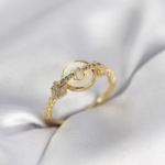 Gold Renk Daire Form Sedef ve Zirkon Taşlı Kadın Yüzük 5886