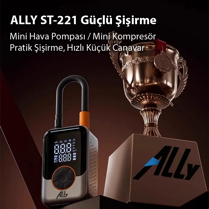 ALLY ST-221D Pro Akıllı Hava Kompresörü Araç kablosuz hava pompası-(5775) 3 ALLY ST-221D Pro Akıllı Hava Kompresörü Araç kablosuz hava pompası-(5775) - Görsel 3