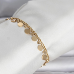 316L Çelik Gold Renk Pullu Model Kadın Bileklik 5886