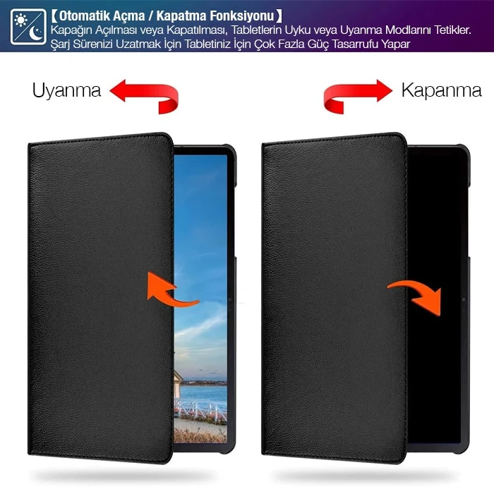 SM GalaxyTab S7 2020 12.4 (T970-T975-T976) 360 Derece Döner Standlı Kılıf 4 SM GalaxyTab S7 2020 12.4 (T970-T975-T976) 360 Derece Döner Standlı Kılıf - Görsel 4