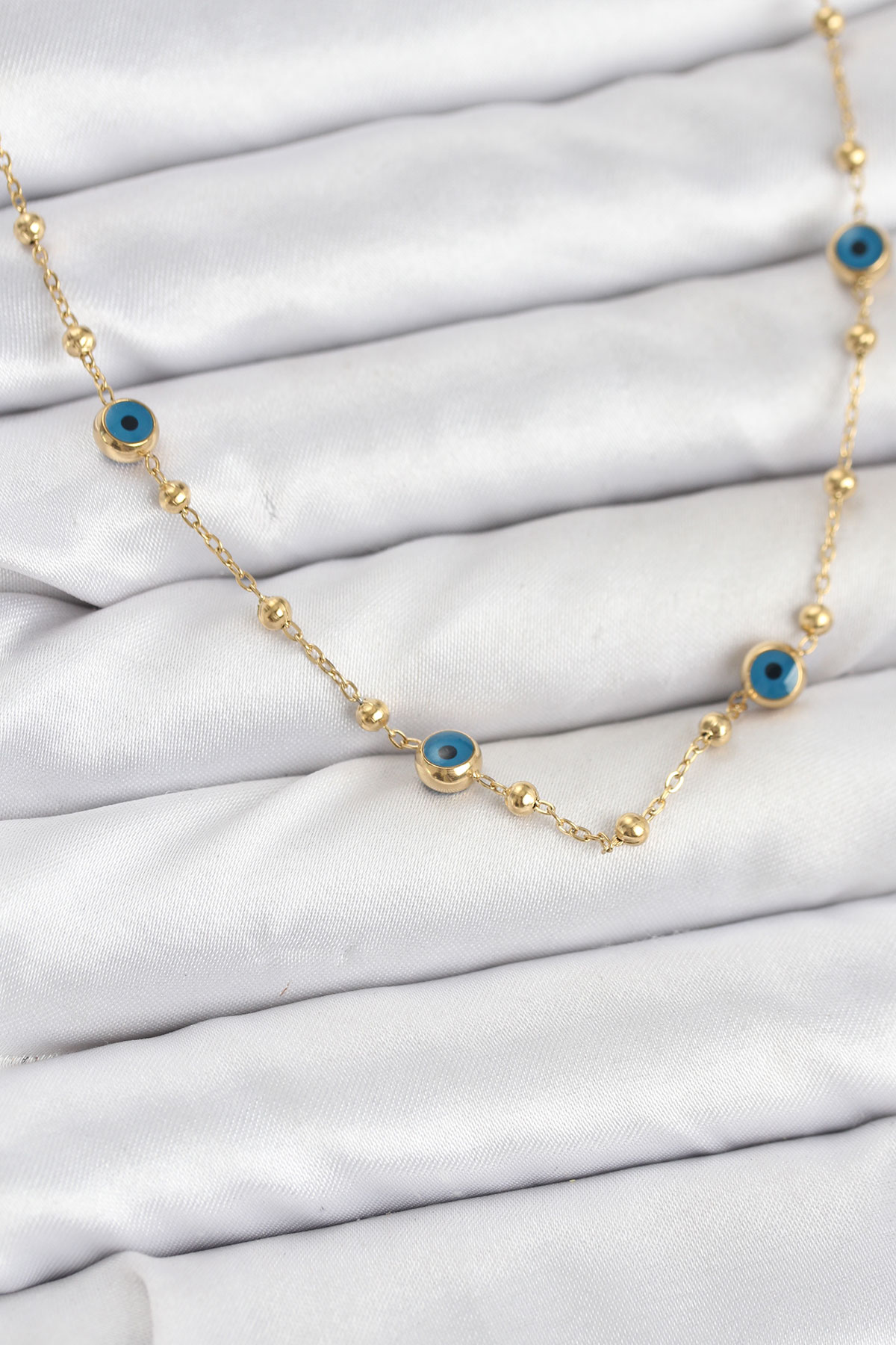 316L Çelik Gold Renk Nazarlı ve Topçuklu Model Kadın Kolye 5886 1 316L Çelik Gold Renk Nazarlı ve Topçuklu Model Kadın Kolye 5886