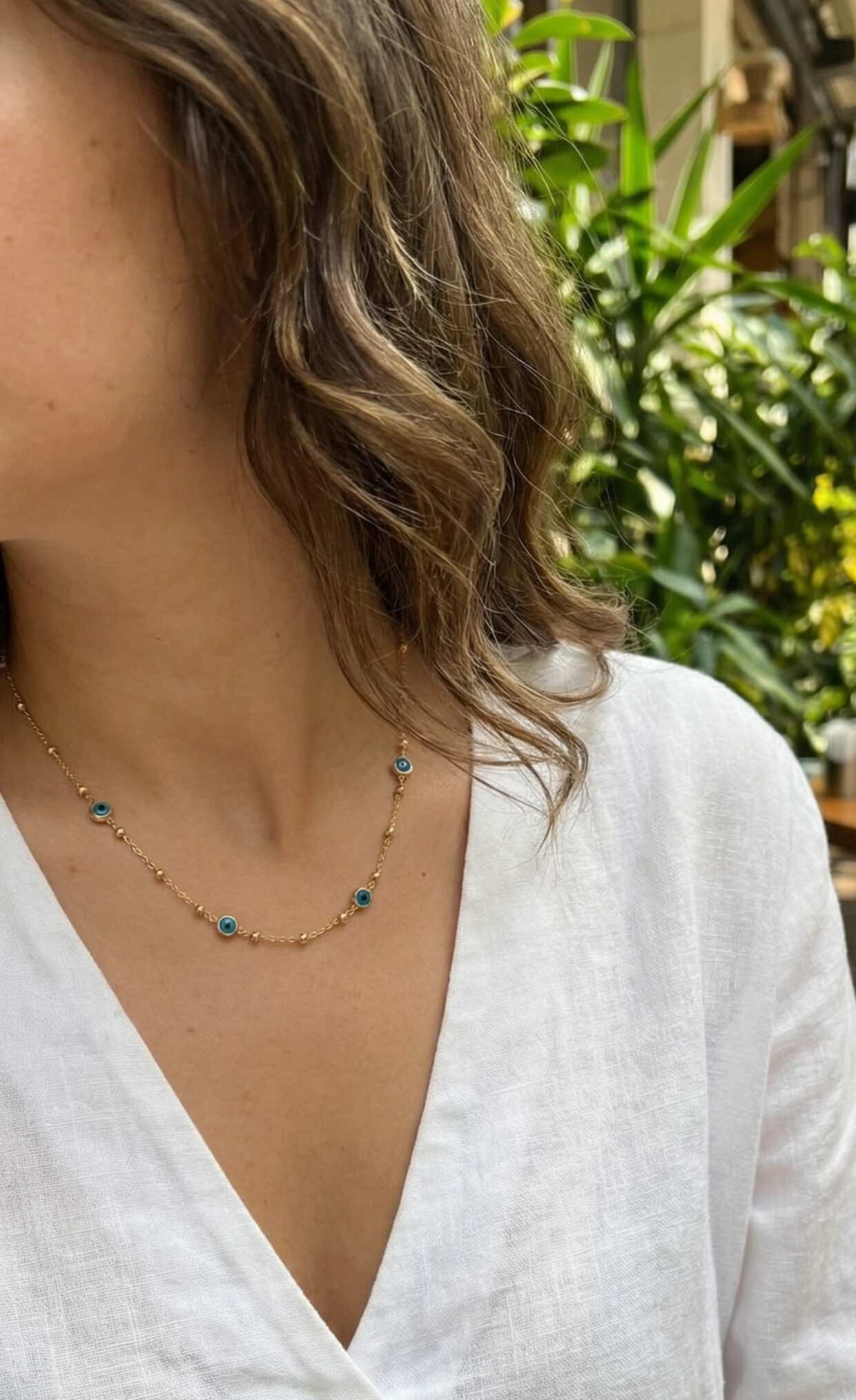 316L Çelik Gold Renk Nazarlı ve Topçuklu Model Kadın Kolye 5886 2 316L Çelik Gold Renk Nazarlı ve Topçuklu Model Kadın Kolye 5886 - Görsel 2
