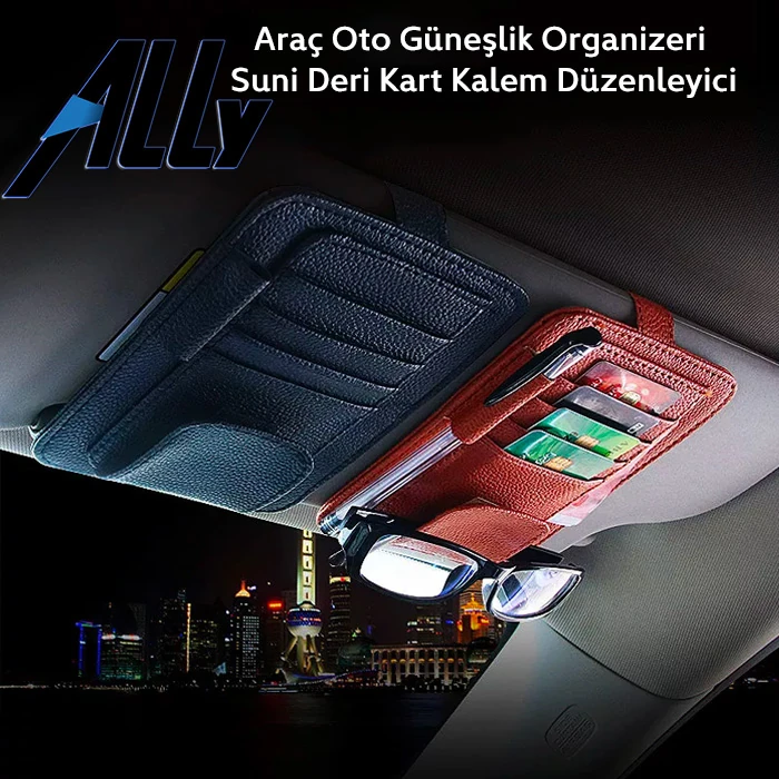 Ally Araç Oto Güneşlik Organizeri Suni Deri Kart Kalem Düzenleyici 4 Ally Araç Oto Güneşlik Organizeri Suni Deri Kart Kalem Düzenleyici - Görsel 4