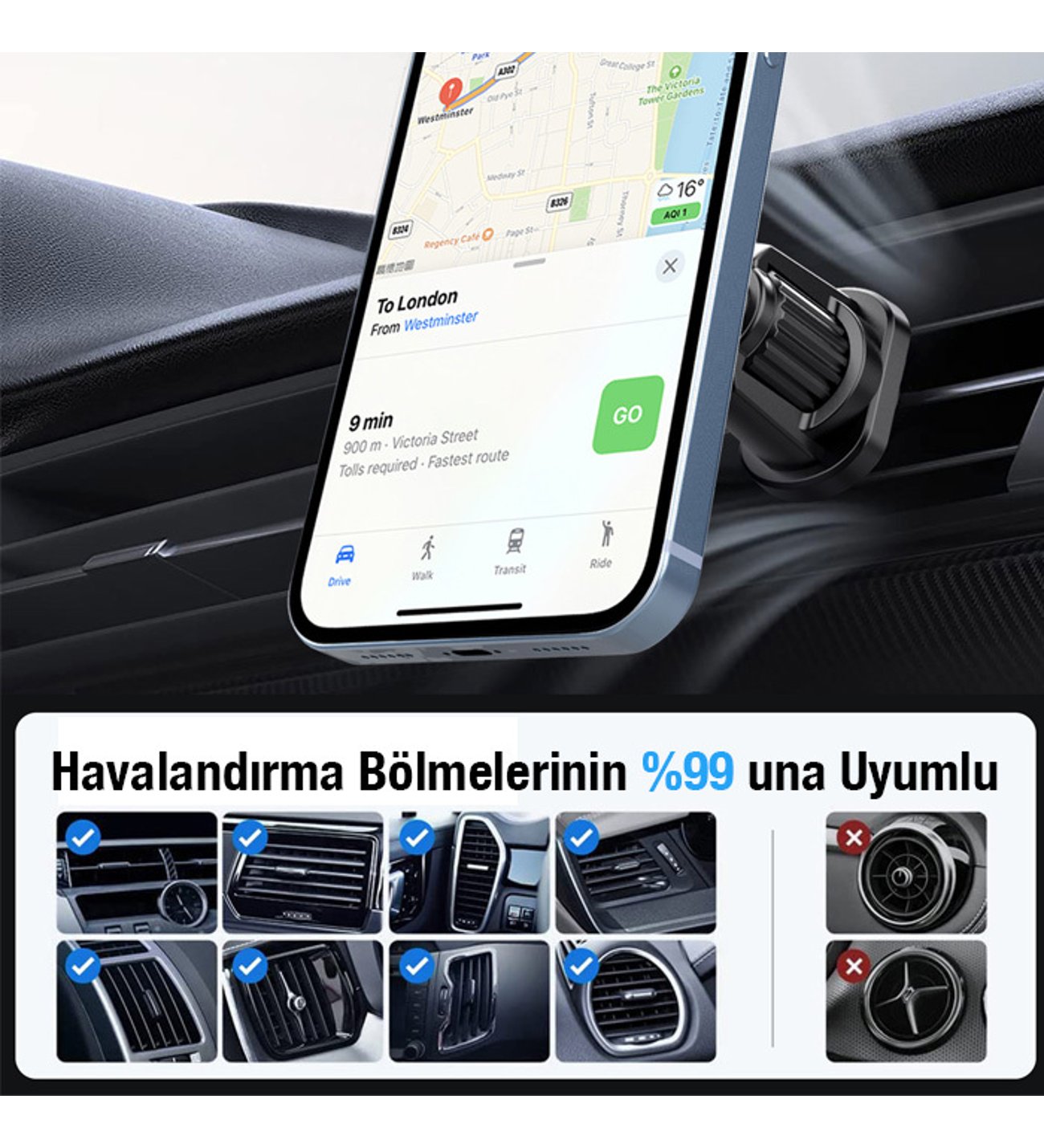 ALLY ML-223 MagSafe Araç İçi Telefon Tutucu 1 ALLY ML-223 MagSafe Araç İçi Telefon Tutucu