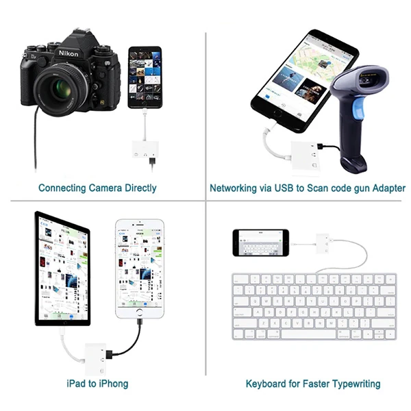 3in1 İPhone-İPAD lightning To Kulakılık ve Usb Kamera Okuyucu Otg 4 3in1 İPhone-İPAD lightning To Kulakılık ve Usb Kamera Okuyucu Otg - Görsel 4