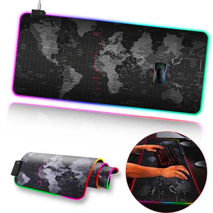 ALLY Dünya Desenli RGB Led Işıklı Oyuncu Mouse Pad 300*800*4MM 1 ALLY Dünya Desenli RGB Led Işıklı Oyuncu Mouse Pad 300*800*4MM