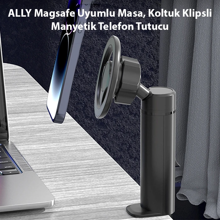 ALLY Magsafe Uyumlu Masa, Koltuk Klipsli Manyetik Telefon Tutucu-(5775) 2 ALLY Magsafe Uyumlu Masa, Koltuk Klipsli Manyetik Telefon Tutucu-(5775) - Görsel 2