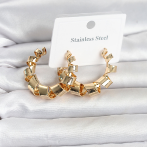 316L Çelik Gold Renk Spiral Halka Kadın Küpe 5886