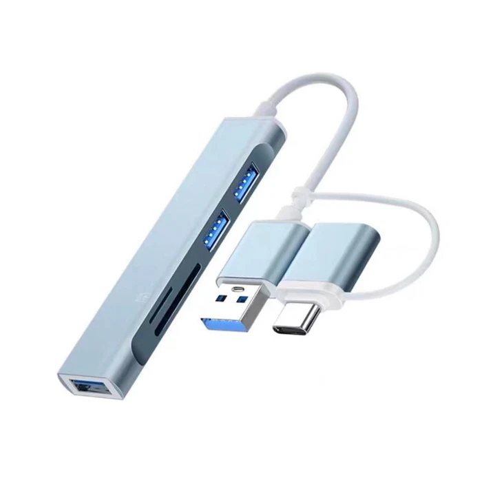 ALLY A-807 5in1 Type-C + USB Girişli USB 3.0 Çoğaltıcı Hub Adaptör 1 ALLY A-807 5in1 Type-C + USB Girişli USB 3.0 Çoğaltıcı Hub Adaptör