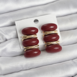 Bordo Vintage Model Gold Renk Kadın Küpe 5886