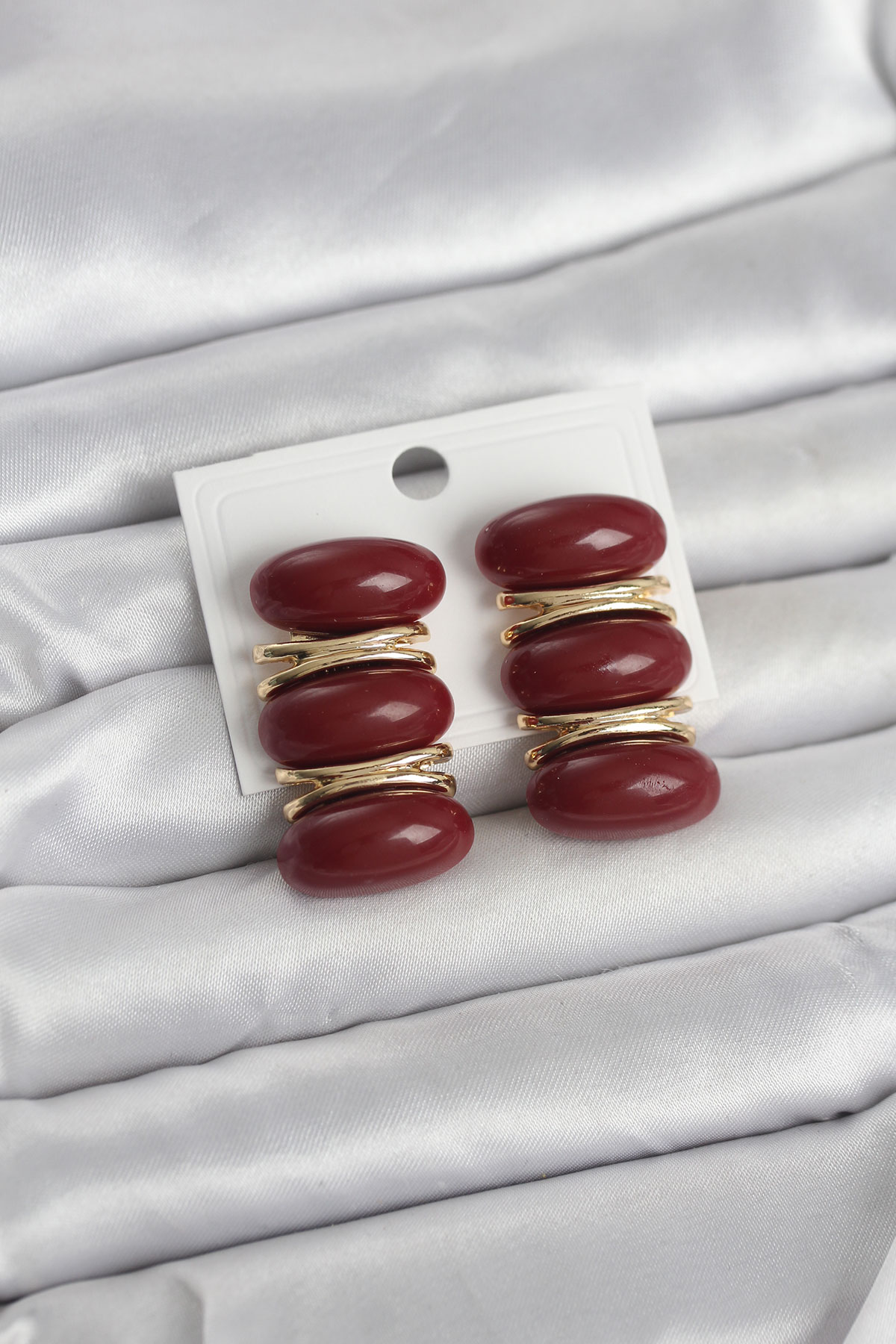 Bordo Vintage Model Gold Renk Kadın Küpe 5886 1 Bordo Vintage Model Gold Renk Kadın Küpe 5886