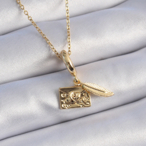 316L Çelik Gold Renk Kalp Detay Mektup Figür Charm Model Kadın Kolye 5886