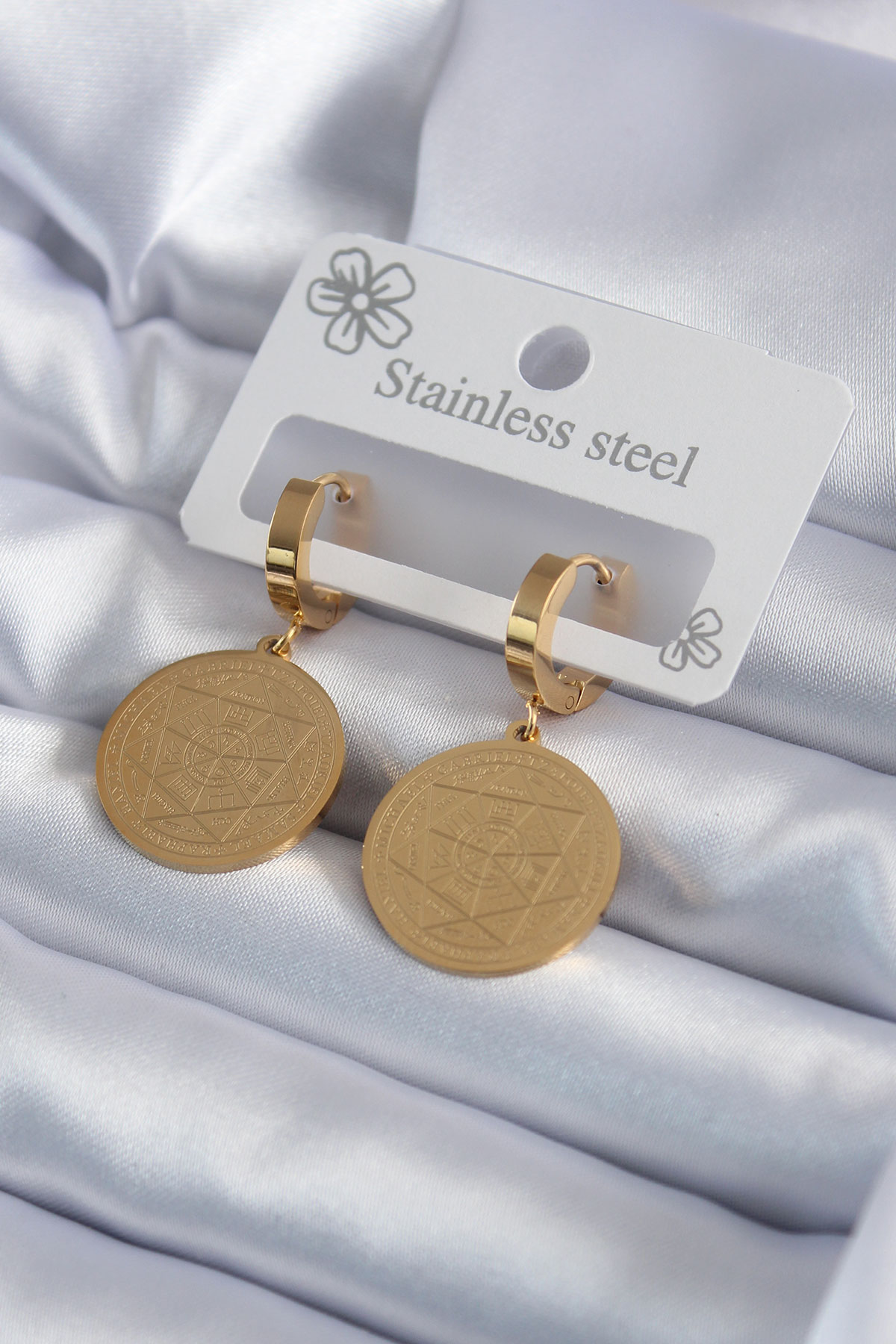 316L Çelik Gold Renk Pentagram İşleme Model Kadın Küpe 5886 1 316L Çelik Gold Renk Pentagram İşleme Model Kadın Küpe 5886