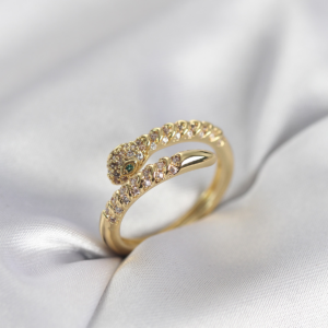 Yılan Model Gold Renk Zirkon Taşlı Kadın Yüzük 5886