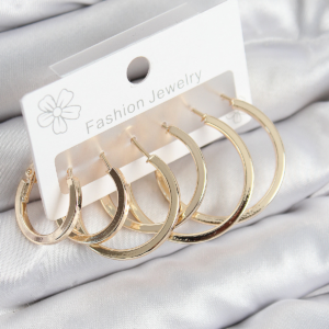 Pirinç Halka Model Gold Renk Kadın Set Küpe 5886