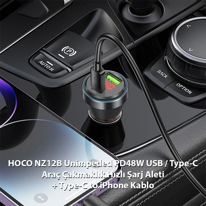 HOCO NZ12B Unimpeded PD48W USB + Type-C Araç Çakmaklı Hızlı Şarj Aleti + Type-C to iPhone Kablo-(5775) 3 HOCO NZ12B Unimpeded PD48W USB + Type-C Araç Çakmaklı Hızlı Şarj Aleti + Type-C to iPhone Kablo-(5775) - Görsel 3