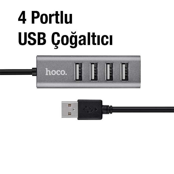 HOCO HB1 80cm Kablolu 4 Portlu USB Çoğaltıcı HUB Adaptör-(5775) 2 HOCO HB1 80cm Kablolu 4 Portlu USB Çoğaltıcı HUB Adaptör-(5775) - Görsel 2