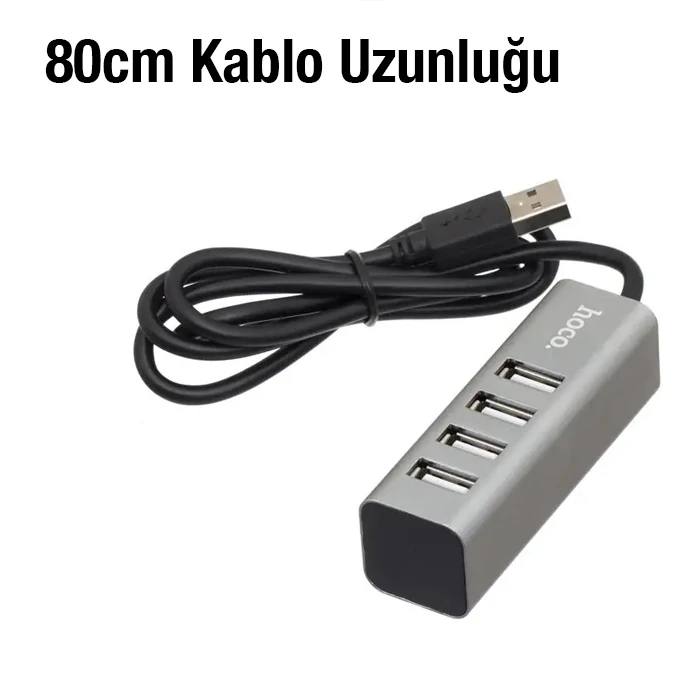 HOCO HB1 80cm Kablolu 4 Portlu USB Çoğaltıcı HUB Adaptör-(5775) 4 HOCO HB1 80cm Kablolu 4 Portlu USB Çoğaltıcı HUB Adaptör-(5775) - Görsel 4