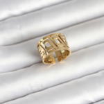 316L Çelik Gold Renk Geometrik Model Kadın Yüzük 5886