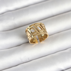 316L Çelik Gold Renk Geometrik Model Kadın Yüzük 5886