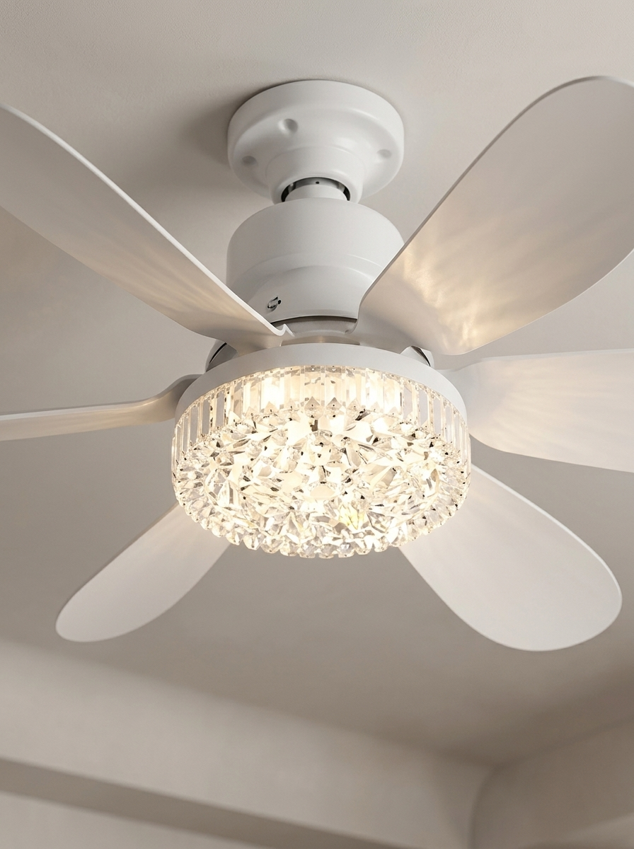 Crystal Aura 52 cm Ultra Sessiz LED Tavan Vantilatörü | 3 Kademeli Bakır Motor | Kumandalı Kristal Avize Vantilatör 3 Crystal Aura 52 cm Ultra Sessiz LED Tavan Vantilatörü | 3 Kademeli Bakır Motor | Kumandalı Kristal Avize Vantilatör - Görsel 3