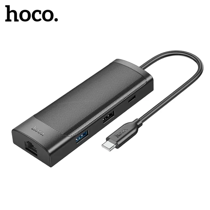 Hoco HB44 Type-C to HDMI + RJ45 + 100Mbps + SD/TF + USB3.0 + USB2.0 PD + 4K 30Hz Hub 2 Hoco HB44 Type-C to HDMI + RJ45 + 100Mbps + SD/TF + USB3.0 + USB2.0 PD + 4K 30Hz Hub - Görsel 2