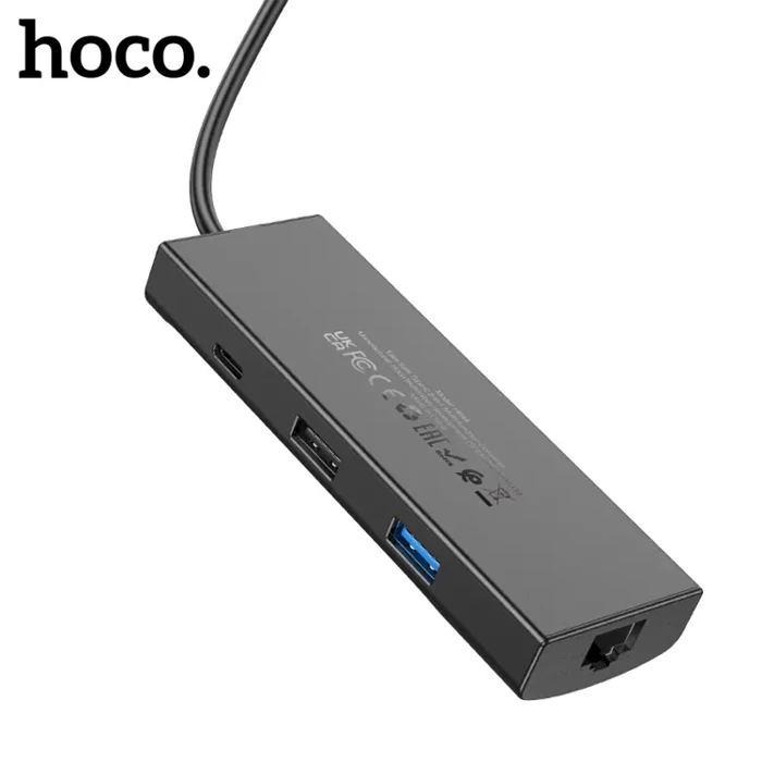 Hoco HB44 Type-C to HDMI + RJ45 + 100Mbps + SD/TF + USB3.0 + USB2.0 PD + 4K 30Hz Hub 3 Hoco HB44 Type-C to HDMI + RJ45 + 100Mbps + SD/TF + USB3.0 + USB2.0 PD + 4K 30Hz Hub - Görsel 3