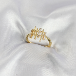 Gold Renk Zirkon Taşlı Sütun Model Kadın Yüzük 5886