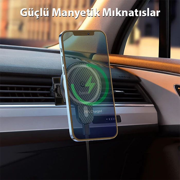 HOCO CA85 Araç Havalandırma Bölmesi 15W Kablosuz Hızlı Şarj Telefon Tutucu-(5775) 3 HOCO CA85 Araç Havalandırma Bölmesi 15W Kablosuz Hızlı Şarj Telefon Tutucu-(5775) - Görsel 3