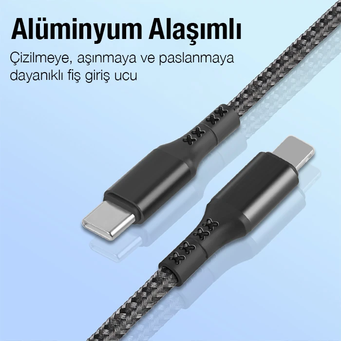 ALLY 1mt 27W Type-C To iPhone Lightning Süper Hızlı Data ve Şarj Kablosu, Akım ve Isı Korumalı Halat-(5775) 2 ALLY 1mt 27W Type-C To iPhone Lightning Süper Hızlı Data ve Şarj Kablosu, Akım ve Isı Korumalı Halat-(5775) - Görsel 2