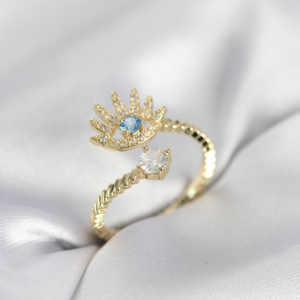 Gold Renk Göz Model Zirkon Taşlı Kadın Yüzük 5886