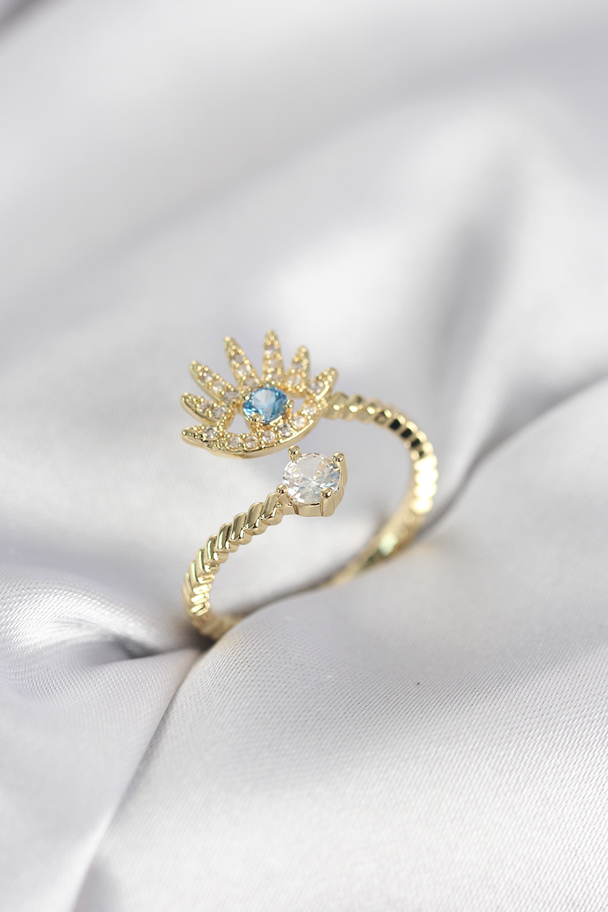 Gold Renk Göz Model Zirkon Taşlı Kadın Yüzük 5886 1 Gold Renk Göz Model Zirkon Taşlı Kadın Yüzük 5886