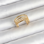 316L Çelik Gold Renk Zincirli Vintage Model Kadın Yüzük 5886