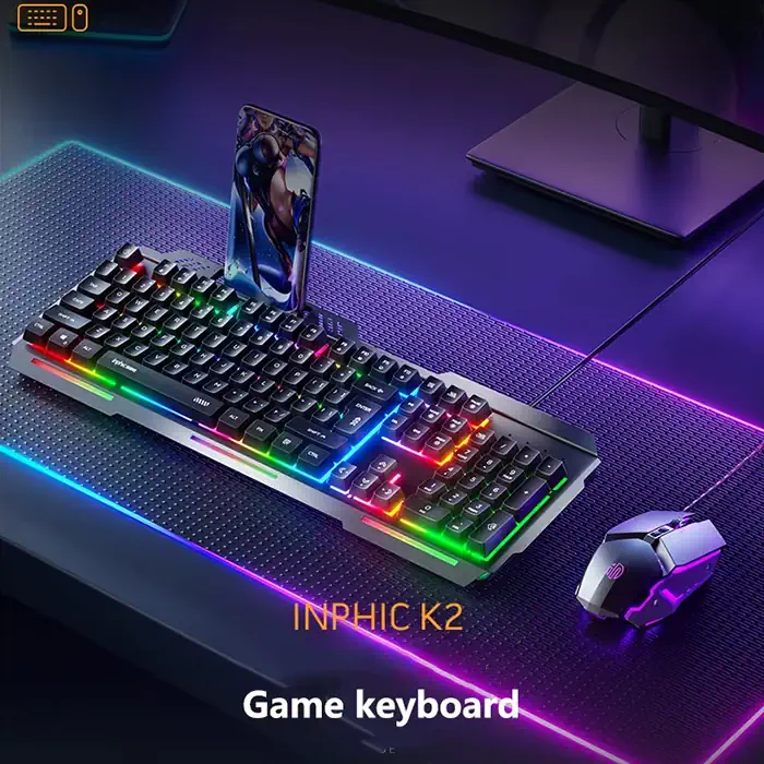 Inphic K2 USB Kablolu Oyun Klavyesi 104-Key Sessiz Oyun Klavyesi Bilgisayar Laptop için Cep telefonu yerleştirme alanı-(5775) 2 Inphic K2 USB Kablolu Oyun Klavyesi 104-Key Sessiz Oyun Klavyesi Bilgisayar Laptop için Cep telefonu yerleştirme alanı-(5775) - Görsel 2