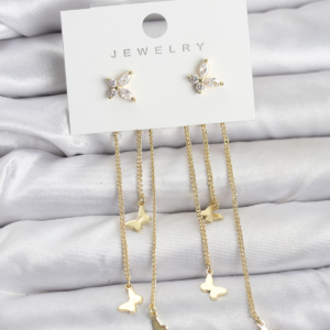 Kelebek Model Gold Renk Pirinç Sallantılı Kadın Küpe 5886