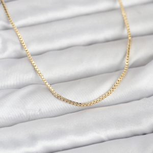 Haydiburaya 104 CM 14K Gold Renk Kare Zincirli Model 60 cm Kadın Kolye 5886
