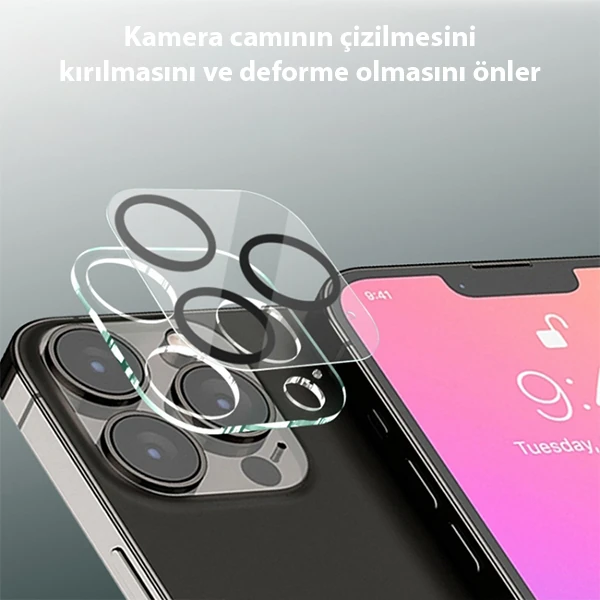ALLY İPhone 13 Pro-13 Pro Max 3D Full Tempered Glass Cam Kamera Koruyucu-(5775) 3 ALLY İPhone 13 Pro-13 Pro Max 3D Full Tempered Glass Cam Kamera Koruyucu-(5775) - Görsel 3