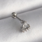 316L Çelik Gümüş Renk Üçgen Zirkon Taşlı Tragus Piercing 5886