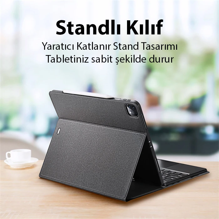 Dux Ducis iPad Pro 12.9 (2020/2021/2022) TK Series Kablosuz Bluetooth Klavye Touchpad Kılıf 4 Dux Ducis iPad Pro 12.9 (2020/2021/2022) TK Series Kablosuz Bluetooth Klavye Touchpad Kılıf - Görsel 4