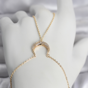 Pirinç Gold Renk Hilal Model Zirkon Taşlı Kadın Şahmeran 5886