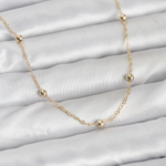 CM 14K Gold Renk Pirinç Top Zincirli 60 cm Kadın Kolye 5886